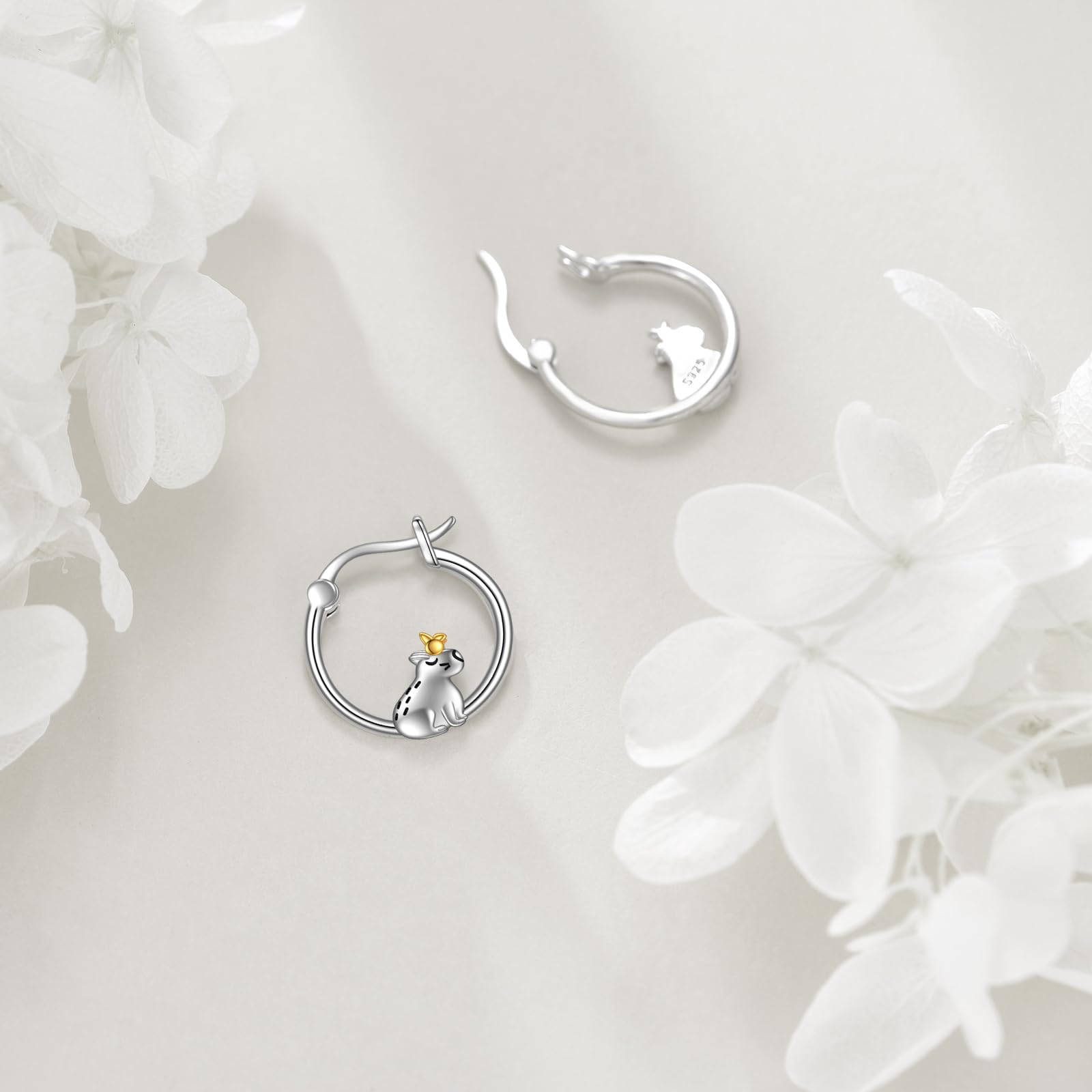 POPLYKE Gufo/pinguino/capybara/anatra/farfalla/poltopus/montagna/cavia orecchini per donne in argento Sterling cerchio orecchini gioielli animali regalo per ragazze