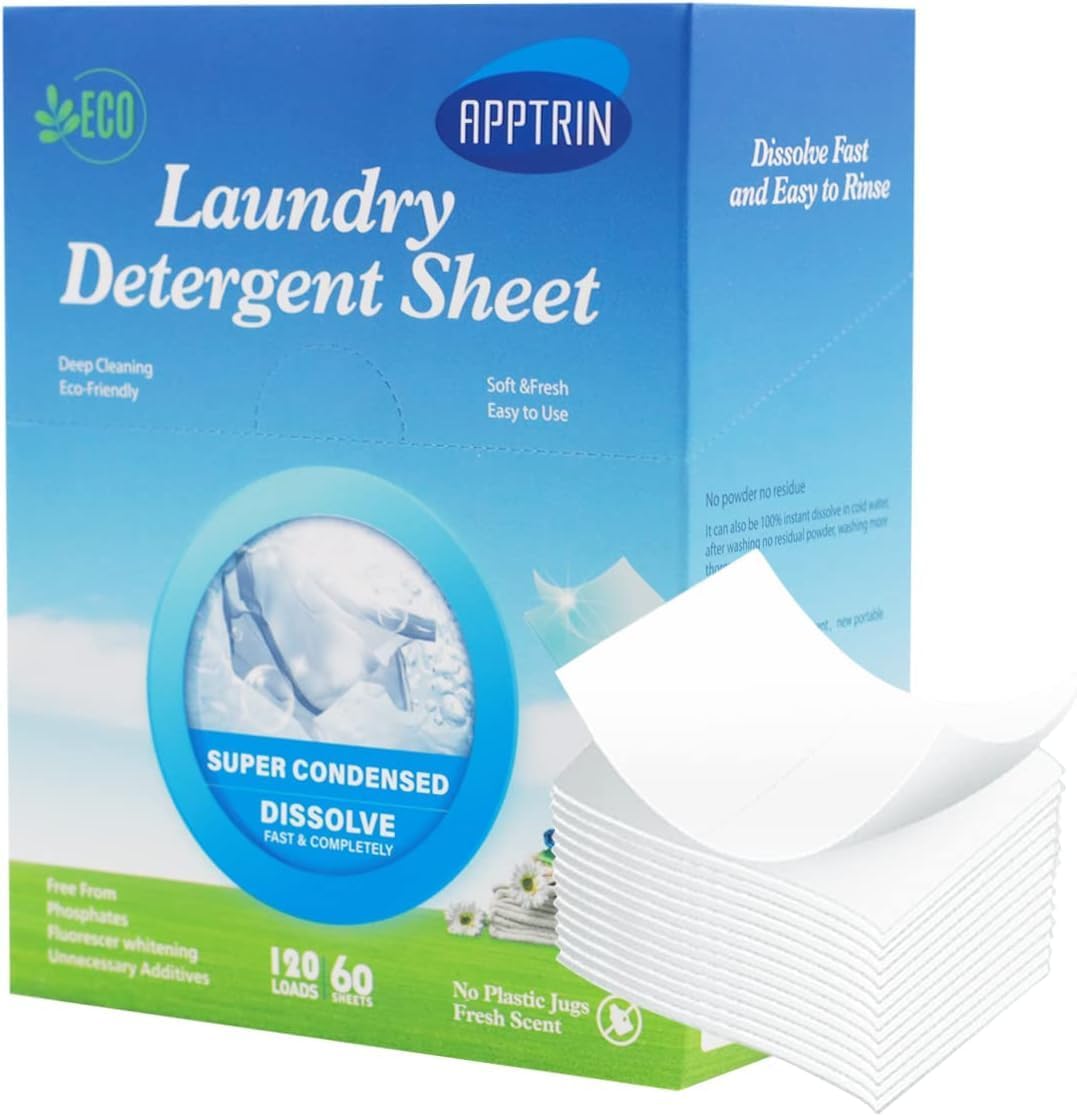 120 Loads Laundry Detergent Sheets, Ecofriendly Deep Clean Washing