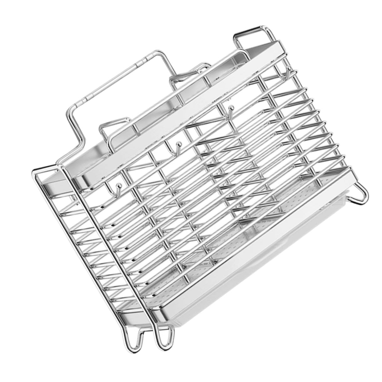 Ipetboom Portaposate in Acciaio Inox 304 con Scolaposate e Ganci | Argento, Design Minimalista con Finitura Elegante, Base in Pp e Uso da Cucina
