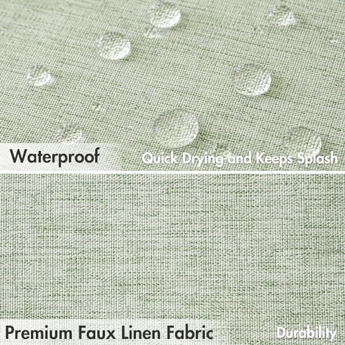 MIULEE Sage Green Scalloped Shower Curtain Linen Textured with 12 Metal Hooks Cute Heavy Duty Washable Waterproof Thick Cloth Spring Curtains with Black Border for Bathroom Hotel Bathtub,W72*L72 by MIULEE - Image 4