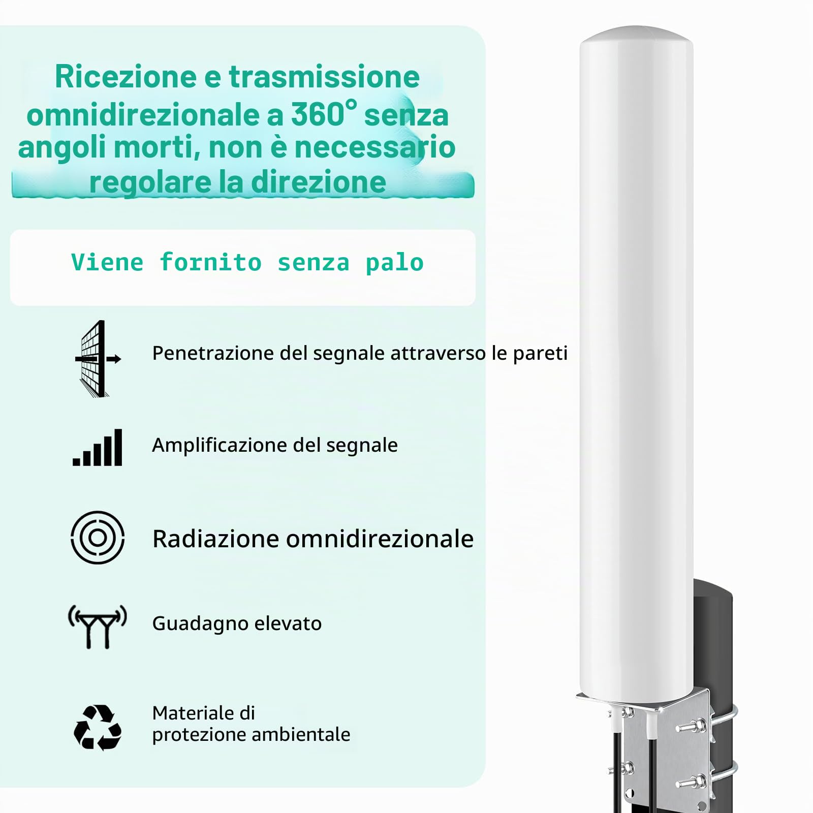4G LTE 5G Antenna esterna Mimo Omnidirezionale 600-6000 MHz | Spina SMA TS9 adattatore guadagno fino a 5 dBi 2 x 5 metri cavo adatto 5G 3G 4G LTE Router Modem
