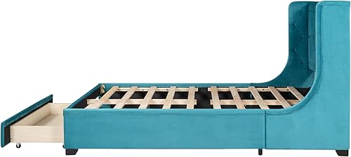 Miniatura 108 de SOFTSEA Cama de plataforma tapizada tamaño Queen con cajón de almacenamiento, marco de cama tapizado con cabecera con respaldo de alas, soporte de