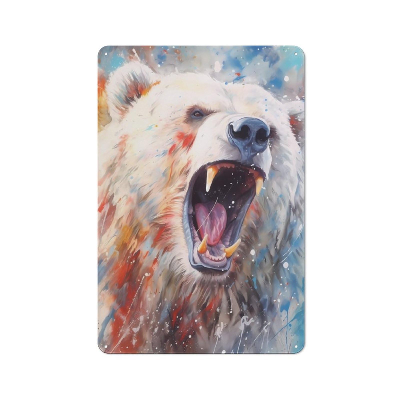 Junmoney Polar Bear Watercolors Vintage Metal Sign 30X20cm For Workshop Wall, With Clear Vintage Wall Decor Character