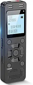 Gravador de voz digital de 128 GB para reuniões de palestras - EVIDA 9296 horas, dispositivo de gravação ativado por voz, gravador de áudio com reprodução, senha