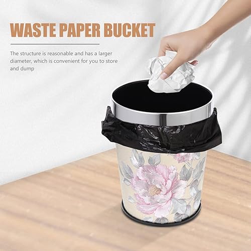 Miniatura 9 de GLEAVI Contenedor de basura de acero inoxidable con anillo de basura con estampado de flores, contenedor de basura para cocina, cubo de basura para