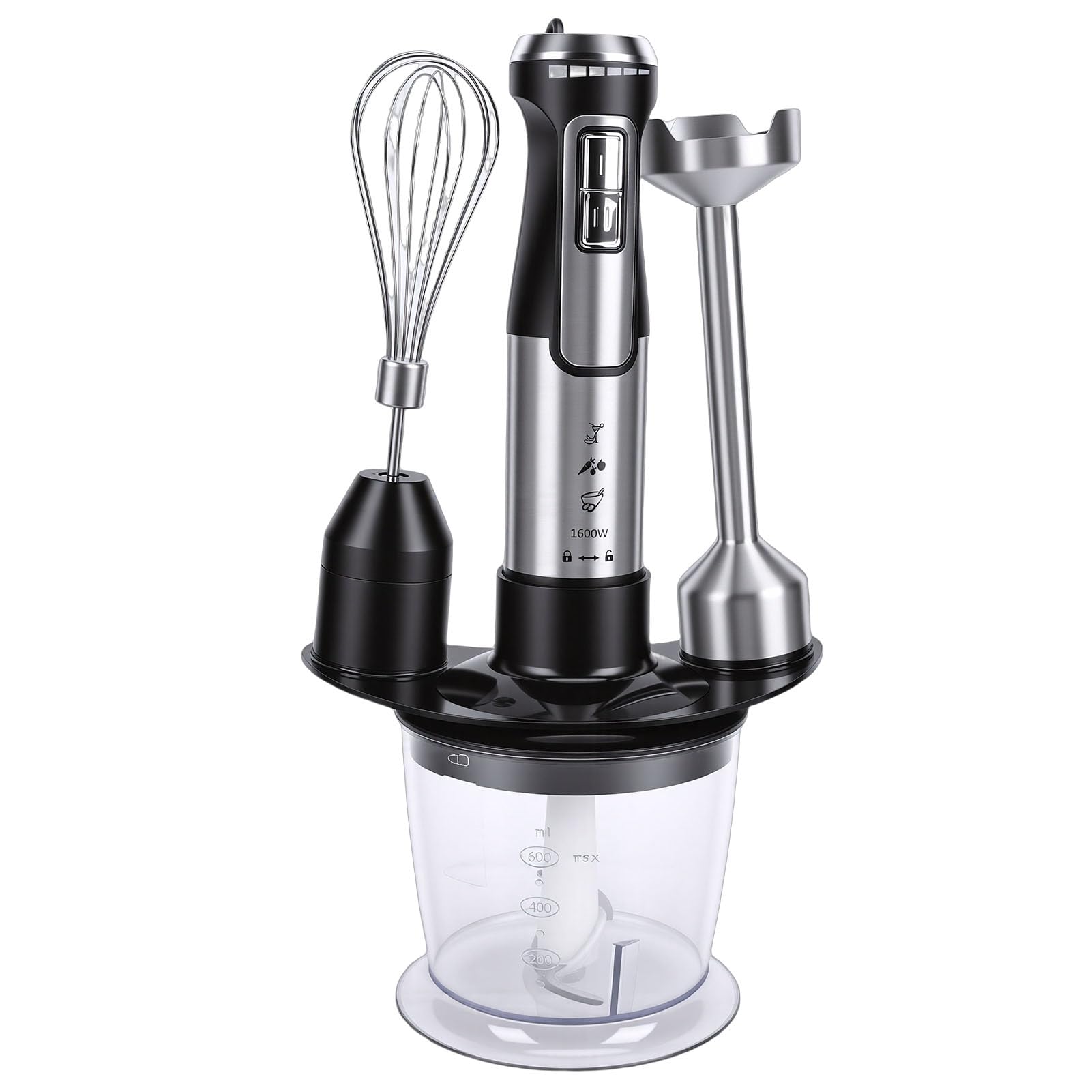 Annadue Ręczny Blender z Robotem Kuchennym, trzepaczką do Jajek, miarką, Mocnym Mikserem Ręcznym do Kuchni, Wielofunkcyjnym Mikserem Ręcznym, Ekspresem Smoothie (wtyczka UE 220-240v)