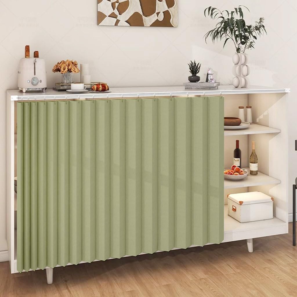 DSSHENGDS Customized multi-functional slide curtain, suitable for doorless cabinets, washing machines and wardrobes-Green- W140cmxH240cm — image 1