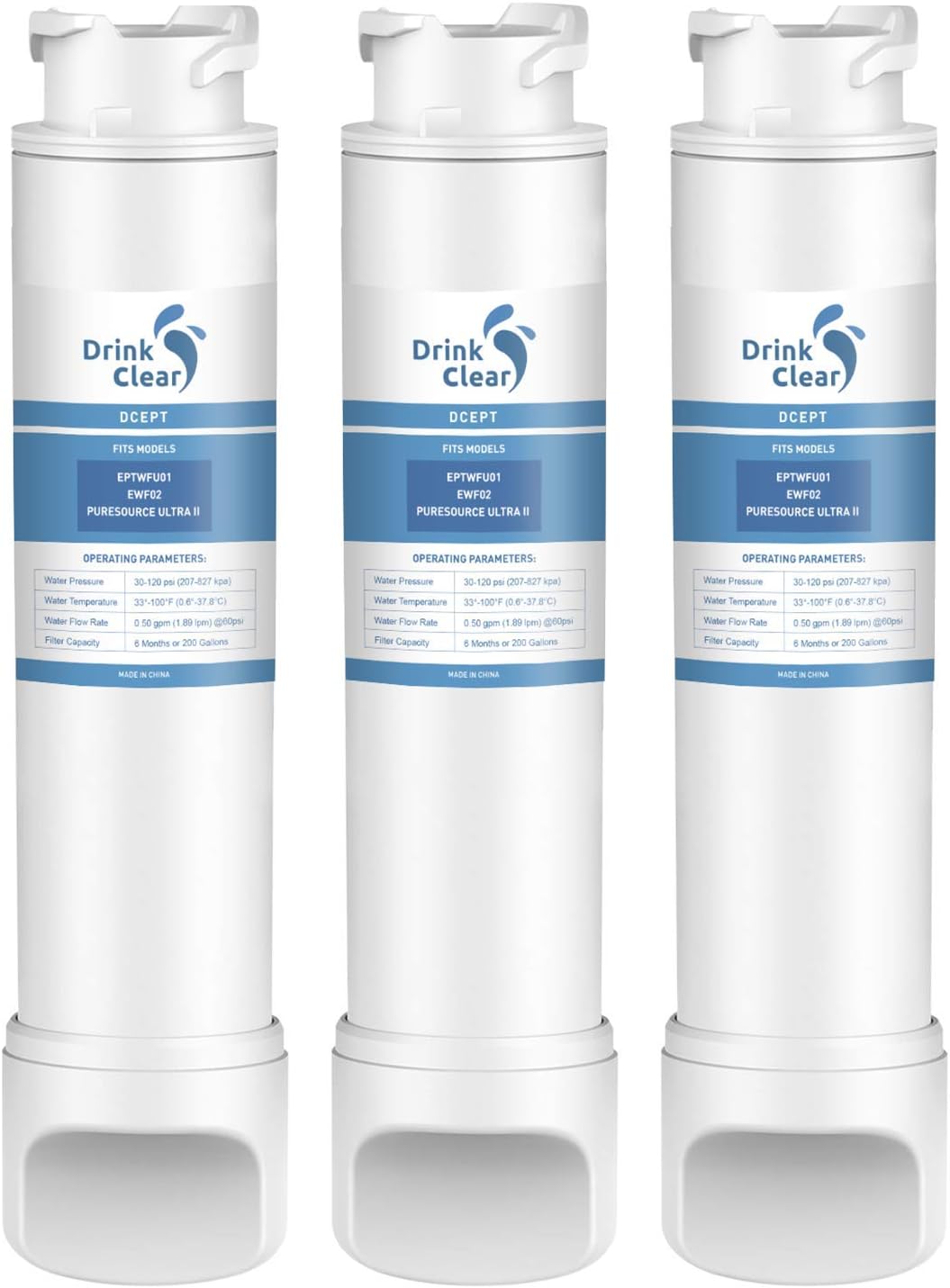 DRINKCLEAR EPTWFU01 Refrigerator Water Filter, Replacement for Pure