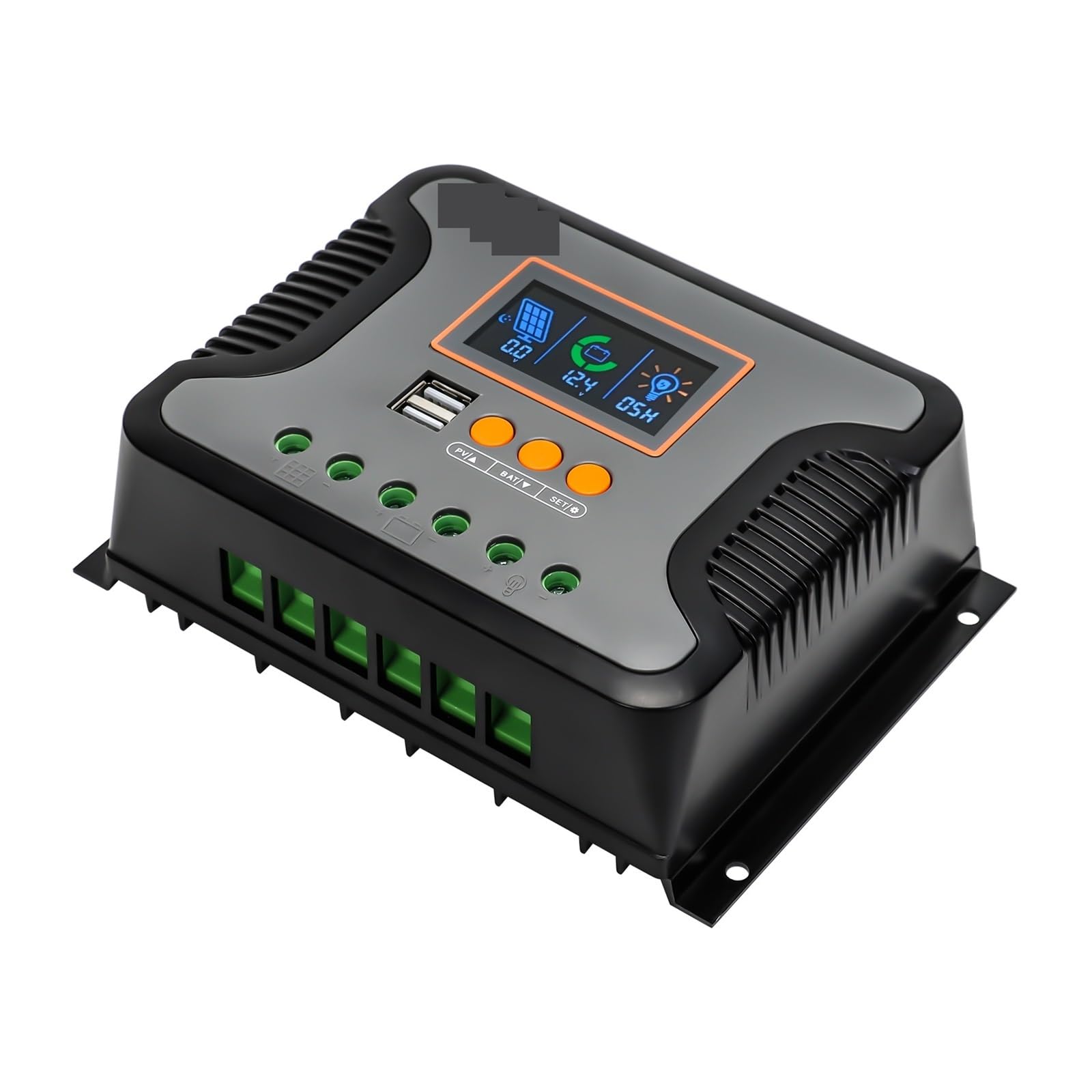 Regolatore di Carica Pannello Solare, Regolatore di Carica Solare PWM 30A 60A 80A 12V 24V 36V 48V Auto Max PV 100Vdc con Doppia Porta USB Display LCD retroilluminato regolatore(80A)