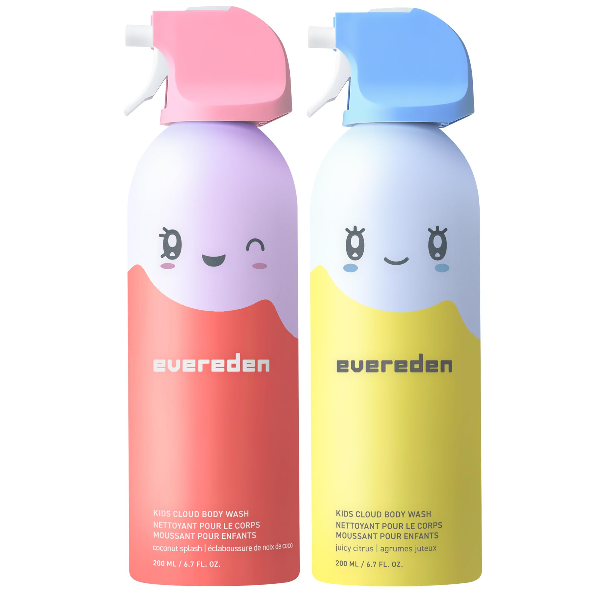 Evereden Kids Cloud Body Wash Duo - Gentle, Nourishing Toddler Body Wash for Delicate Skin, Coconut Splash & Juicy Citrus Scents, Creamy Hydrating