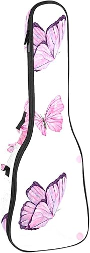 Funda para ukelele resistente al agua, mochila para ukelele, patrón de mariposa rosa, 0.394 in, acolchada para concierto soprano