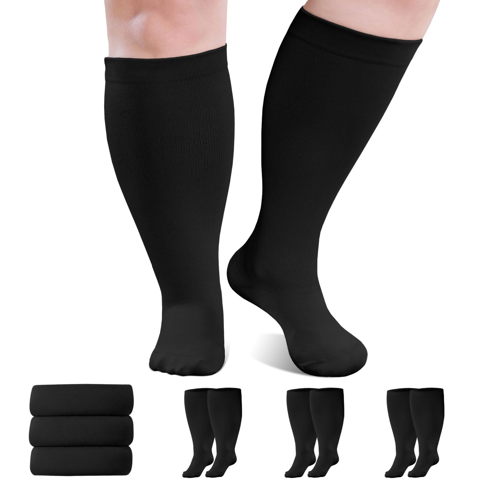 Plus Size Wide Calf Compression Socks by AMITOFO