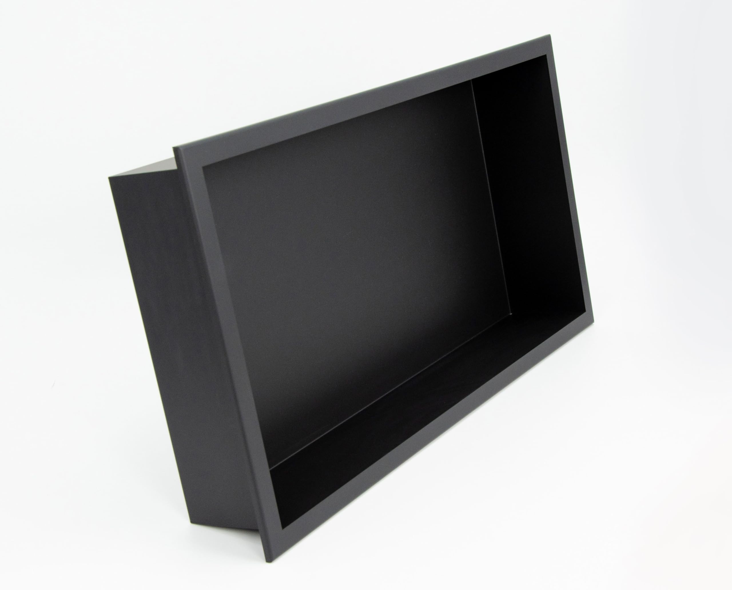 Wall-Box One Duschnische 60 x 30 x 7 cm, Edelstahl AISI 304, Schwarz | Edelstahl AISI 304, Rahmen 18,7 mm, 1 % Gefälle, 100 % wasserdicht, 10 J. + 2 J. Beschichtung