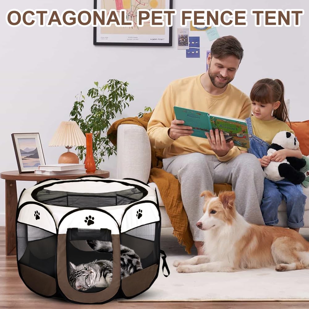 Welpenlaufstall 74 X 74 X 43CM, Tierlaufstall Faltbar, Oxford Wasserdichter Pet Laufstall, Abnehmbares Dach, Hundelaufstall, Hundelaufstall Für Wohnung, Für Laufstall Hund, Katzen, Hasen