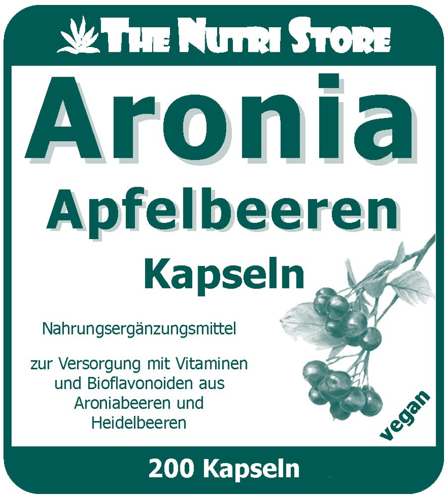 Aronia Apfelbeeren vegane Kapseln 200 Stk. - zur Versorgung mit Vitaminen und Bioflavonoiden aus Aroniabeeren und Heidelbeeren