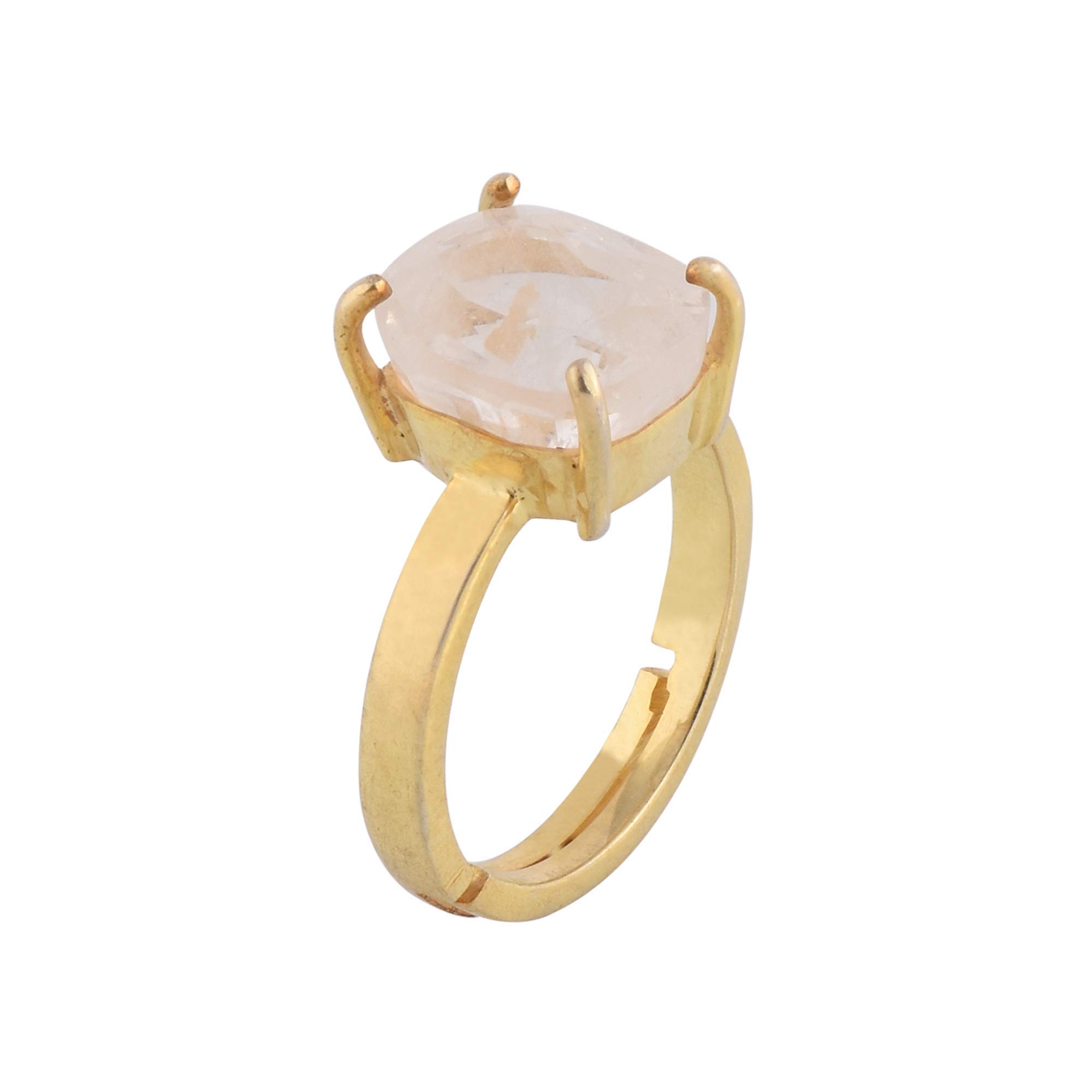 Anuj Sales Anello in oro 14,25 Ratti da 13,20 carati, con zaffiro bianco naturale, certificato non riscaldato, non trattato, anello regolabile Pukhraj, pietra portafortuna preziosa e sfusa certificata