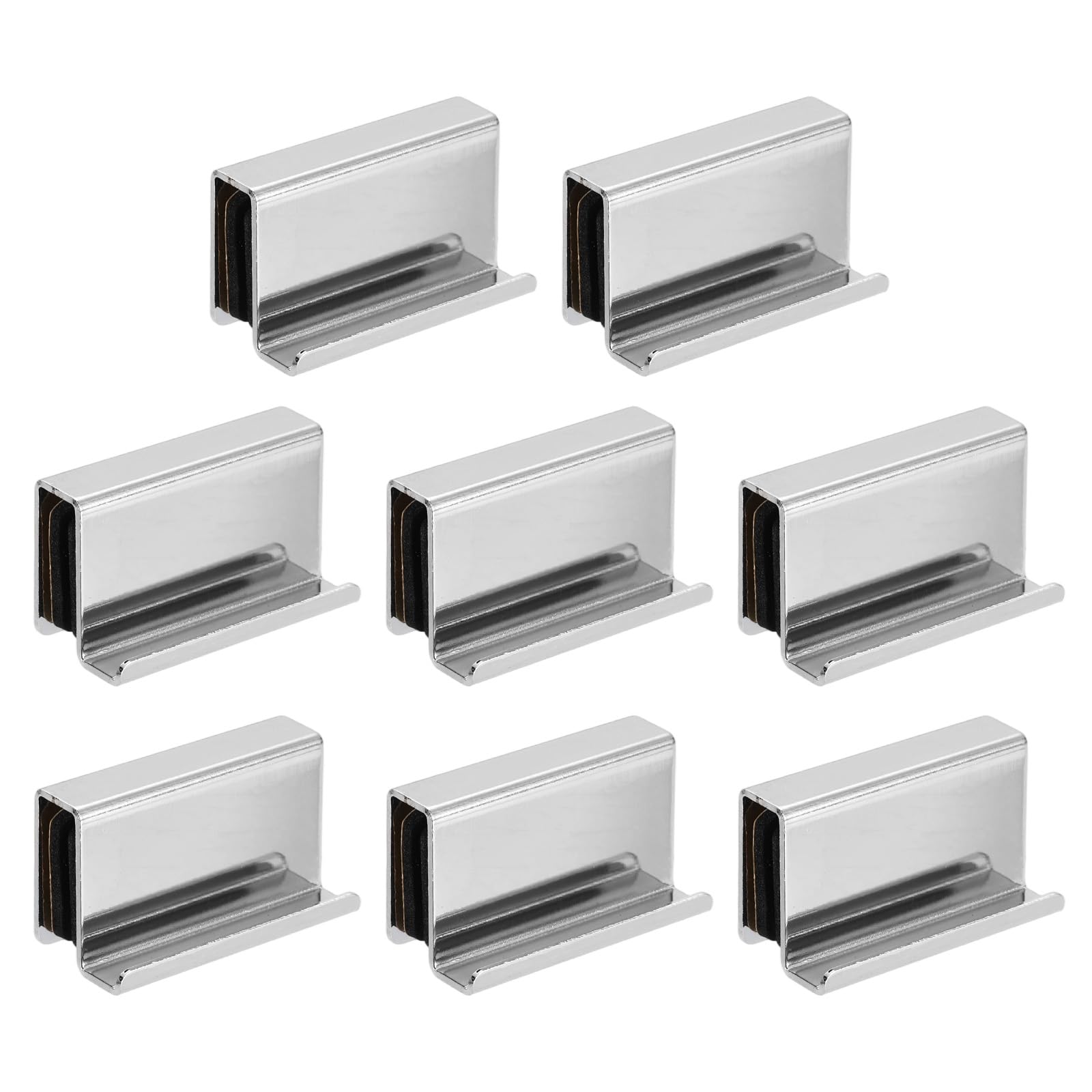 sourcing map 8Pcs 1.6" Glass Finger Edge Pull, Steel Window Display Door Clips, Concealed Cabinet Door Handle for Drawers, Wardrobes, Display Glass Case, Furniture, Chrome