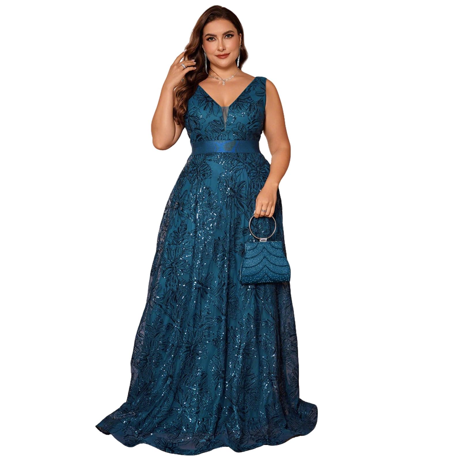 Plus Size Embroidered A-line Maxi Dress