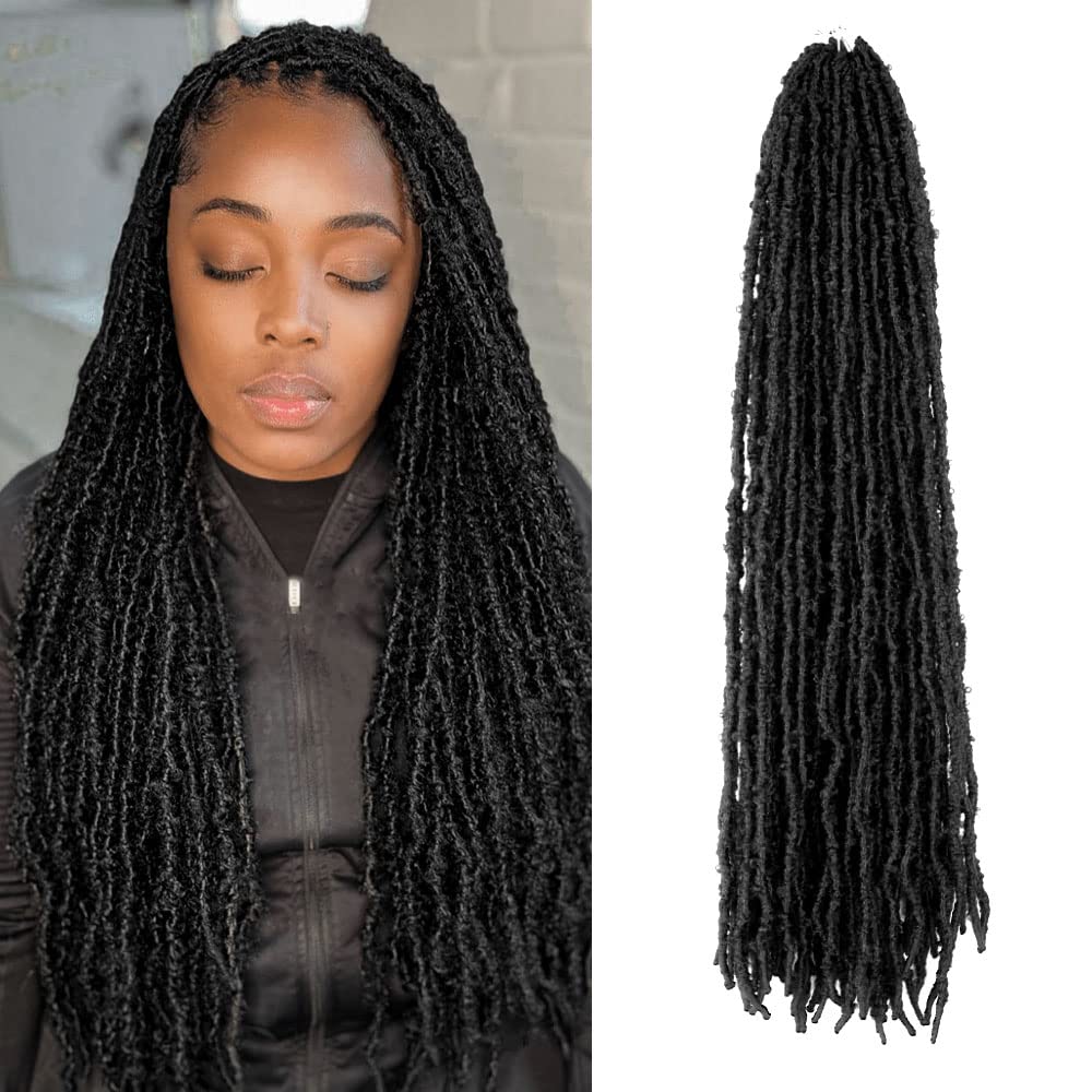 Photo 1 of 24 Inch Light Weight Butterfly Locs Crochet Hair 8 Packs Long Black Distressed Butterfly Faux Locs Crochet Hair, 1#