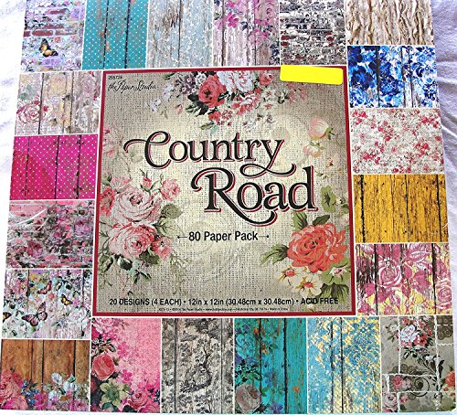 The Paper Studio Country Road 12x12,, Barnwood, Shabby, Vintage, Floral, Damask, Scrapbook, Cardmaking Paper Pack 80 Sheets (Null)