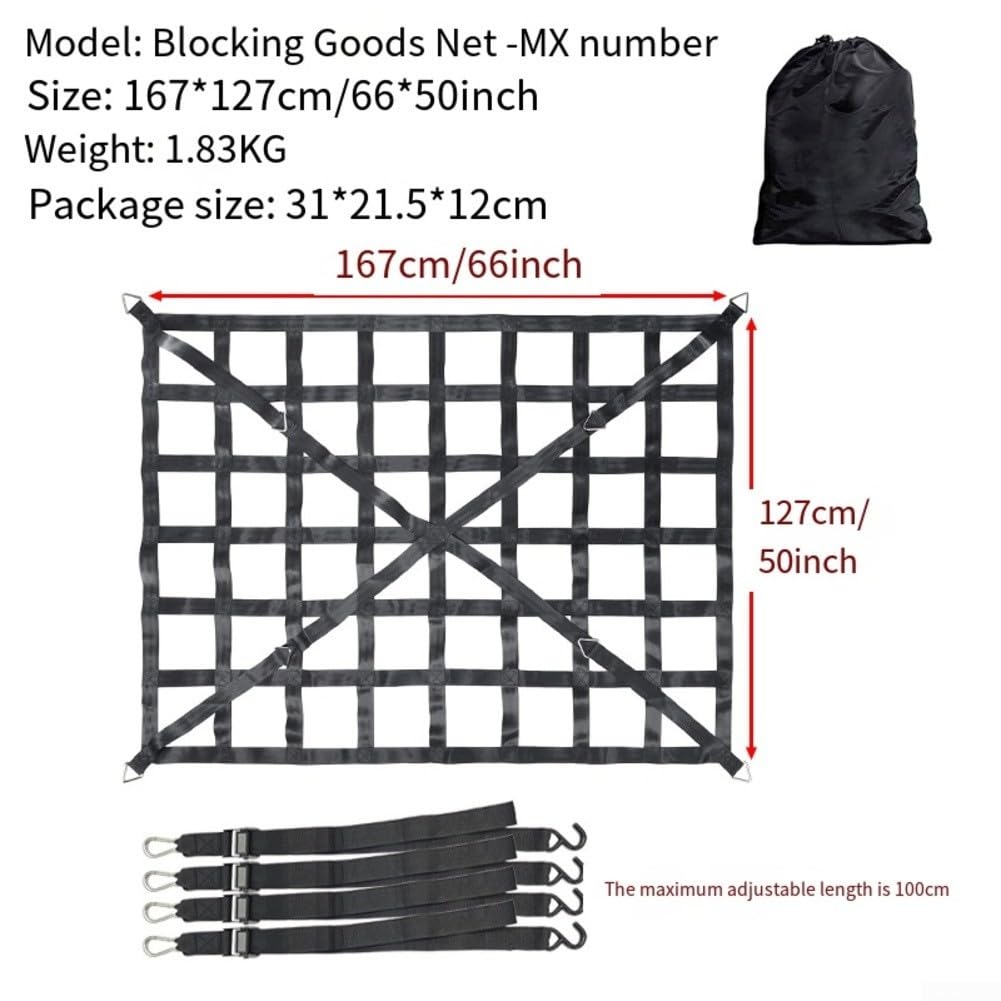 Strapazierfähiges Gepäcknetz mit verstellbaren Haken und engem, quadratischem Netz, geeignet für LKW, Anhänger, SUVs und Schiffe, um verschiedene Ladungstypen zu sichern (L—208 x 127 cm)