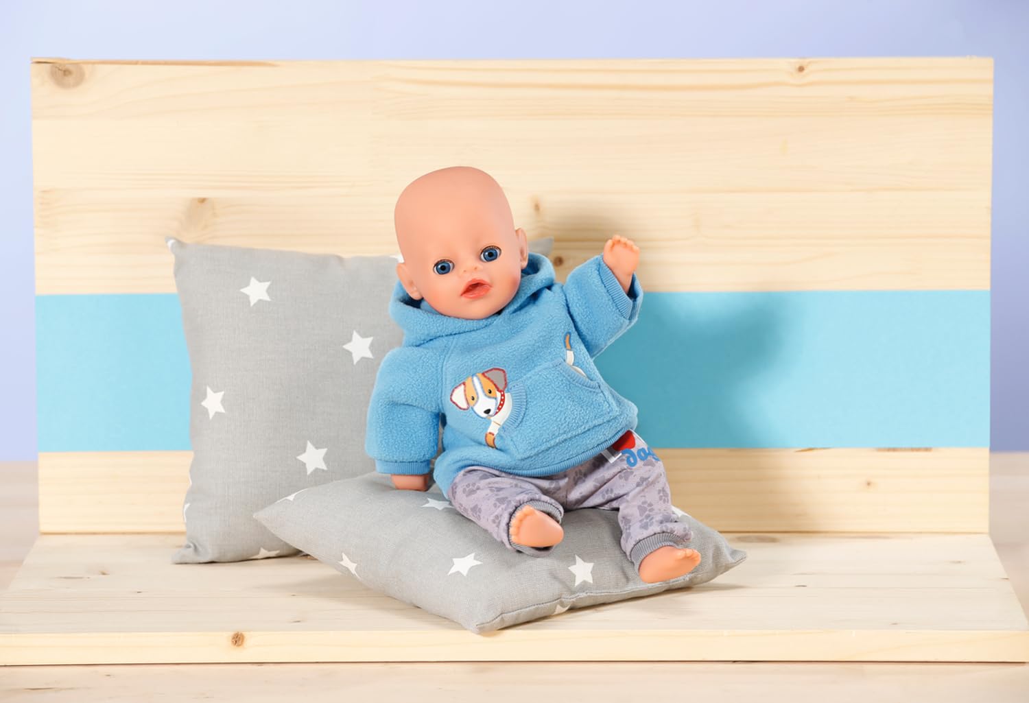 Dolly Moda, Puppenkleidung Dolly Moda Sport-Outfit Blau Hund 30 cm, Kapuzenpulli z wężem, 871577, Zapf Creation