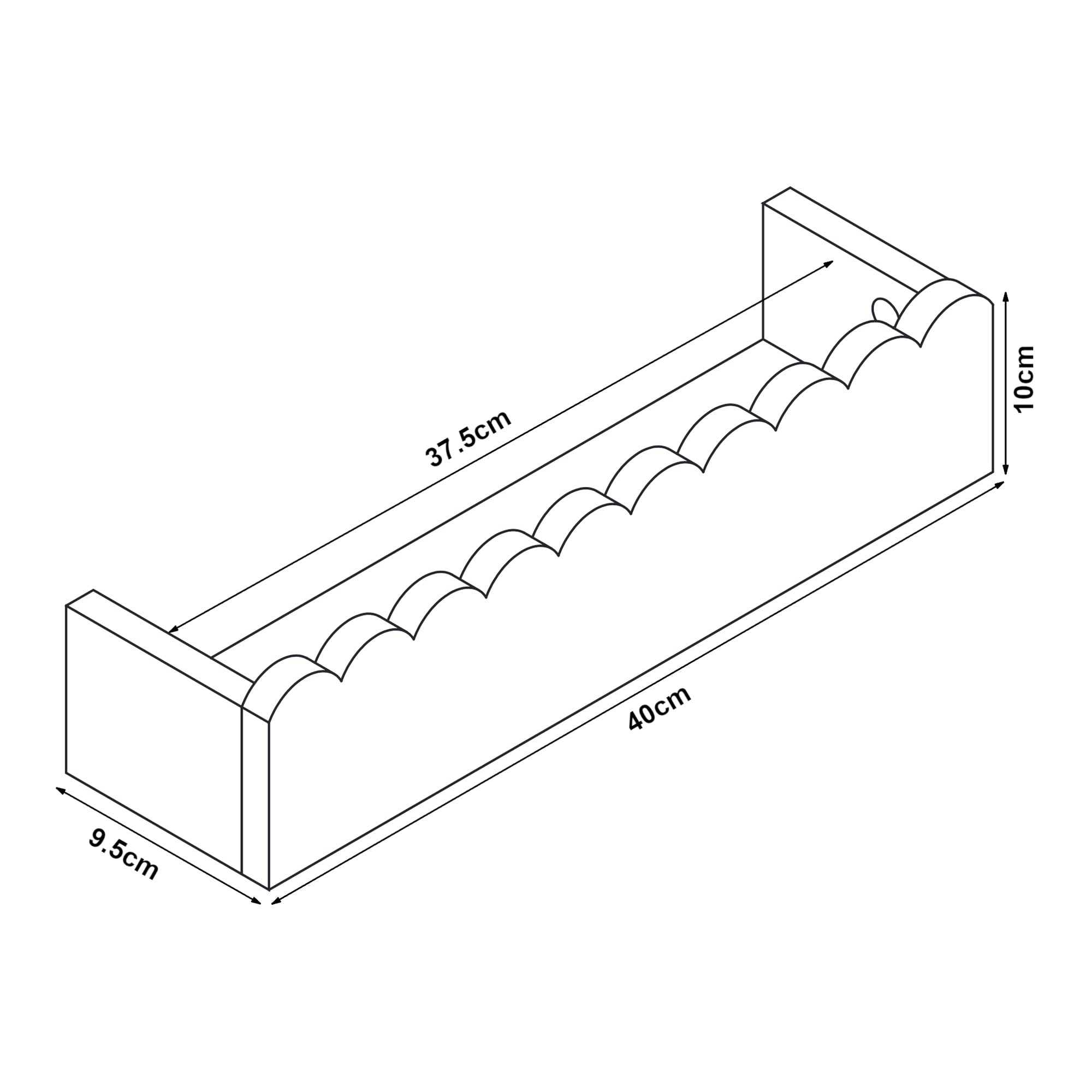 [en.casa] Set de 2 Estantes Flotantes Infantil Vestnes Baldas de Pared con Borde Elevado y Ondulado Librería Dormitorio para Niños Habitación Infantil 40 x 9,5 x 10 cm Rosa - Algodón de azúcar