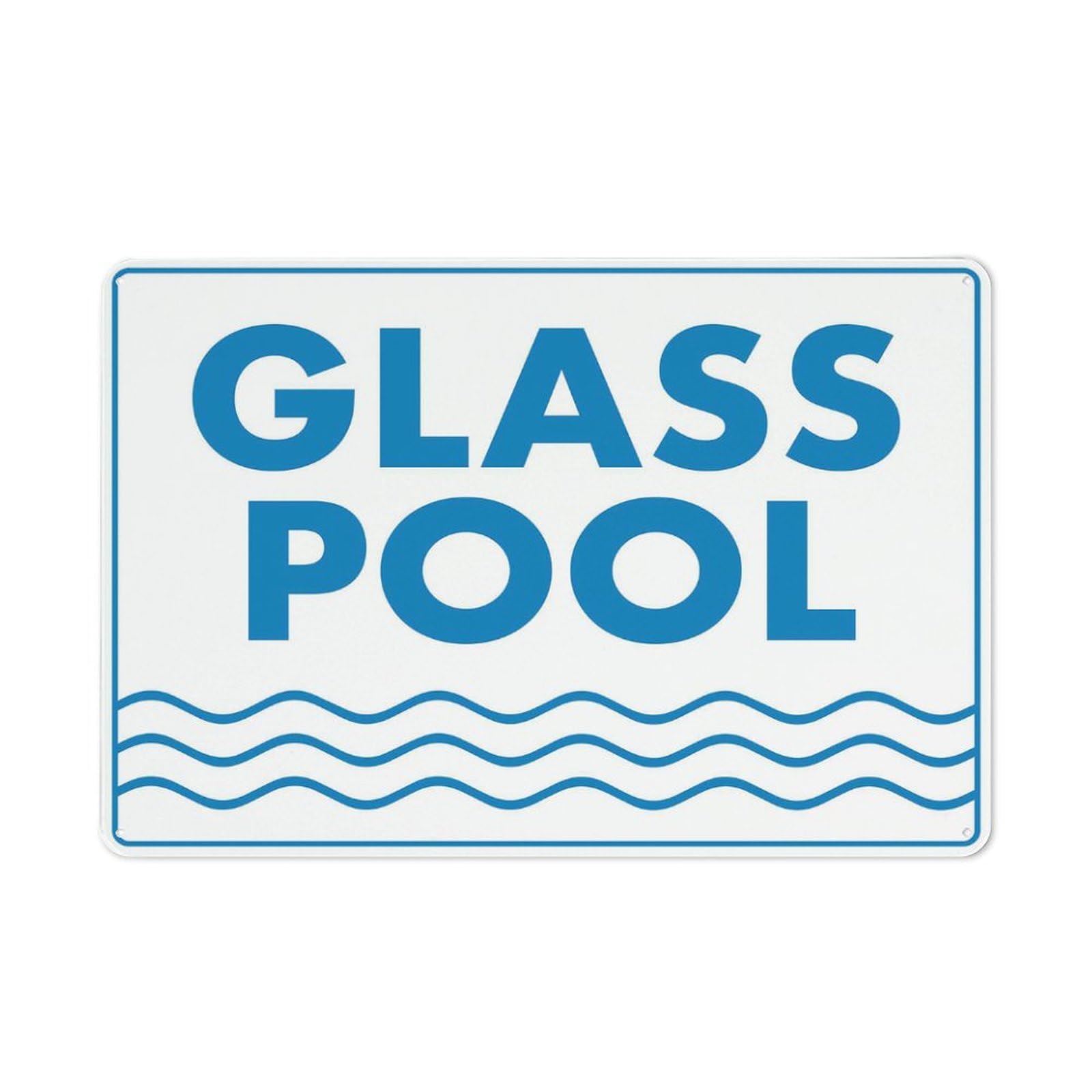 Glass Pool Sign Warning Tin Sign Home Kitchen Farm Garden Garage Wall Decor 12X8Inch