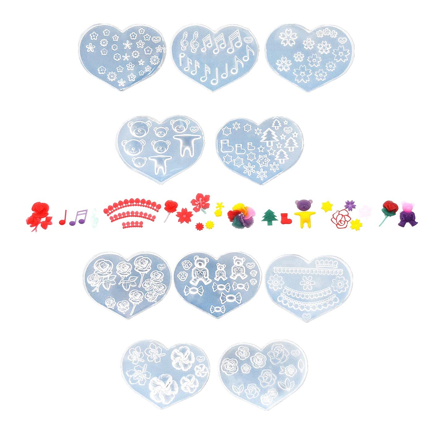 10 Pieces Nail Decoration Silicone Mold Resin Nail Art Casting Molds DIY Manicure Crystal Phone case Decoration (A01-A10)
