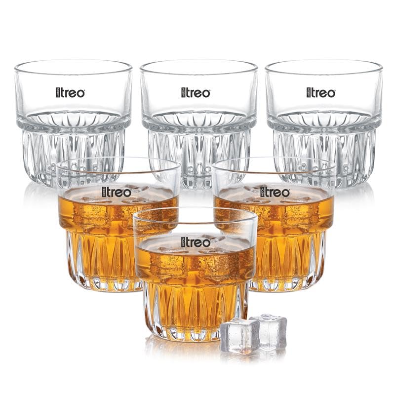Image of Treo by Milton Empress Whiskey Glass Set of 6, 255 ml Each I Crystal Clear Glass I Classic Design I Tumbler for Whiskey, Bourbon, Scotch & Cocktails