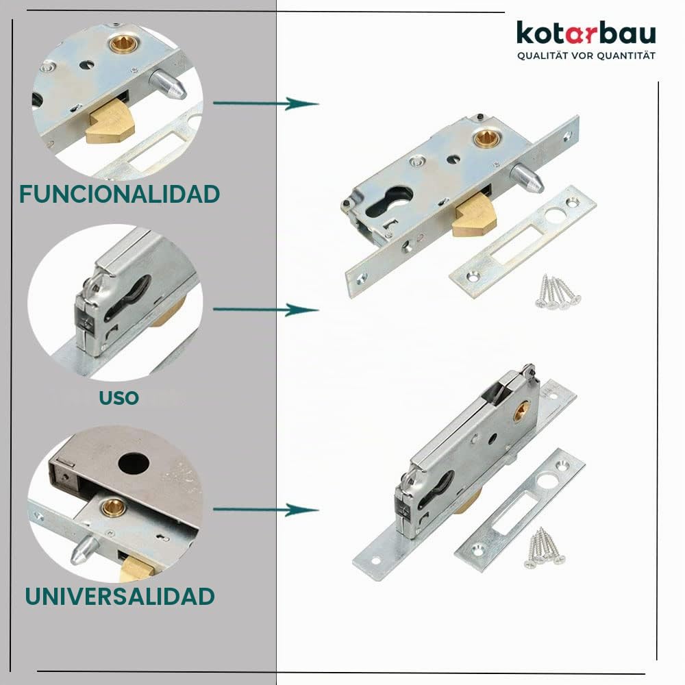 KOTARBAU® Cerradura de gancho para puertas correderas, 72/40, cerradura de seguridad, plata