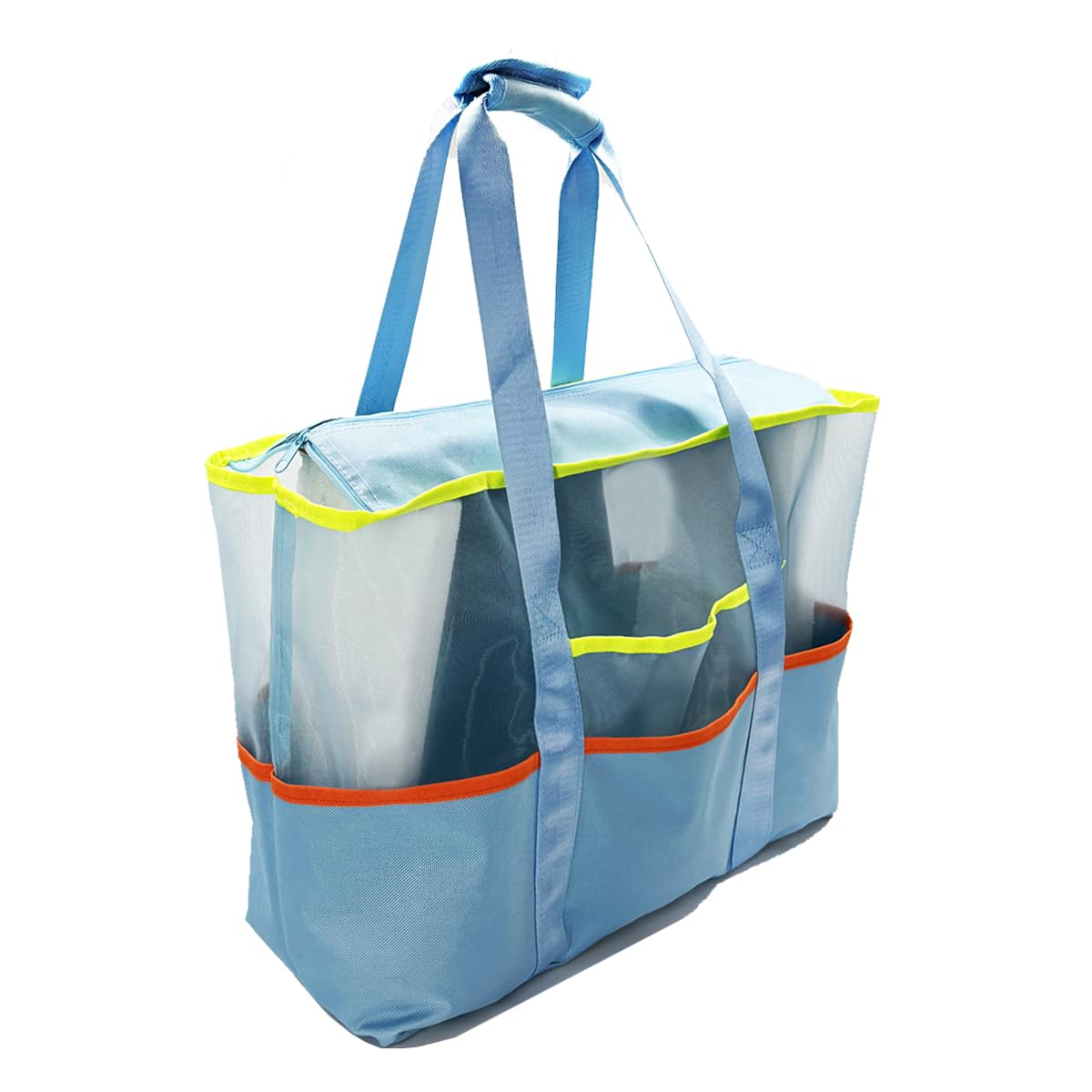 iYuening Tote Bag with Zipper Water Resistant Work Tote Bag Extra Large Mesh Beach Bag Travel Bag for