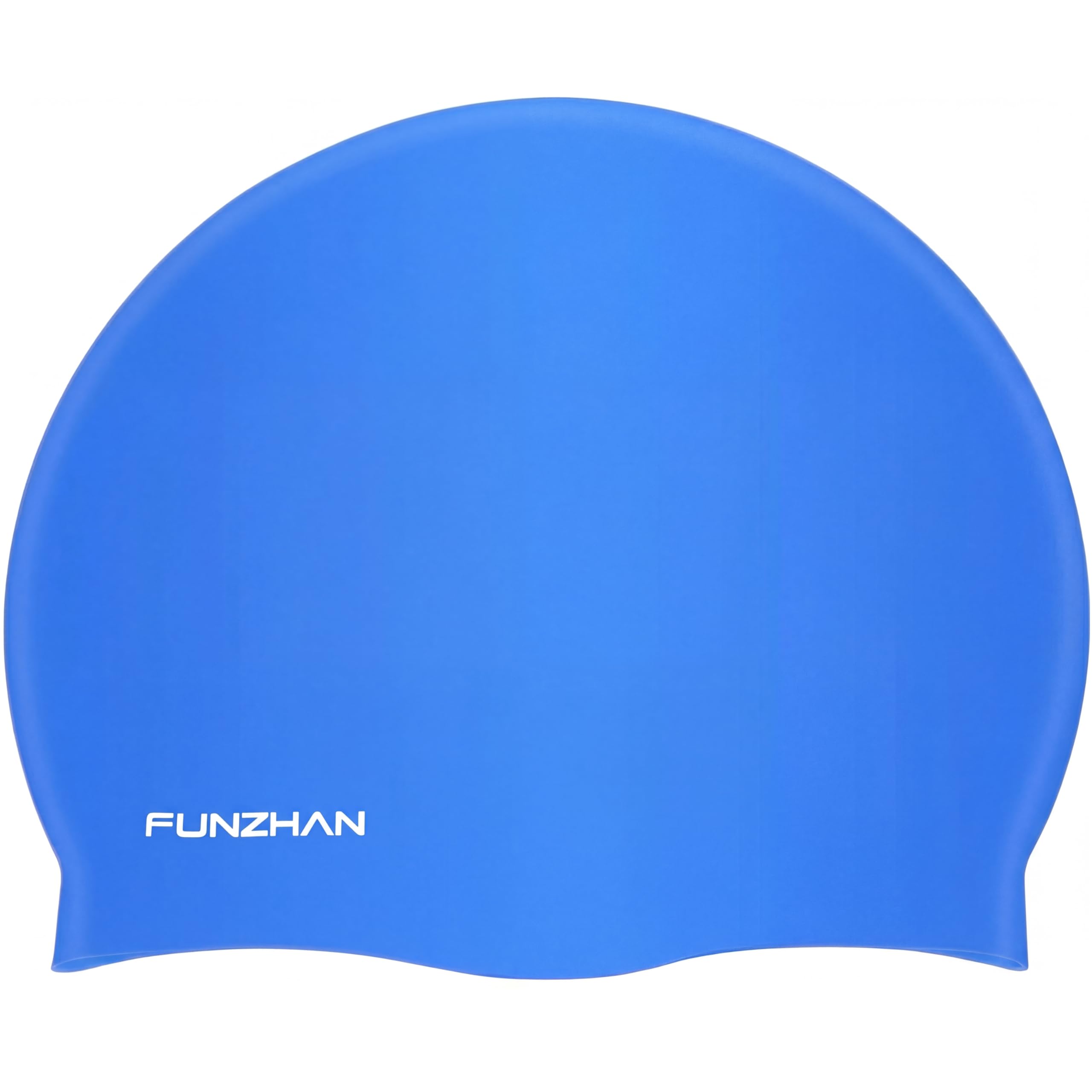 Funzhan Large Solid Wrinkle-Free Swimming Hat Comfortable Silicone Women Man Waterproof Non-Slip Swim Cap High Elasticity (Blue)
