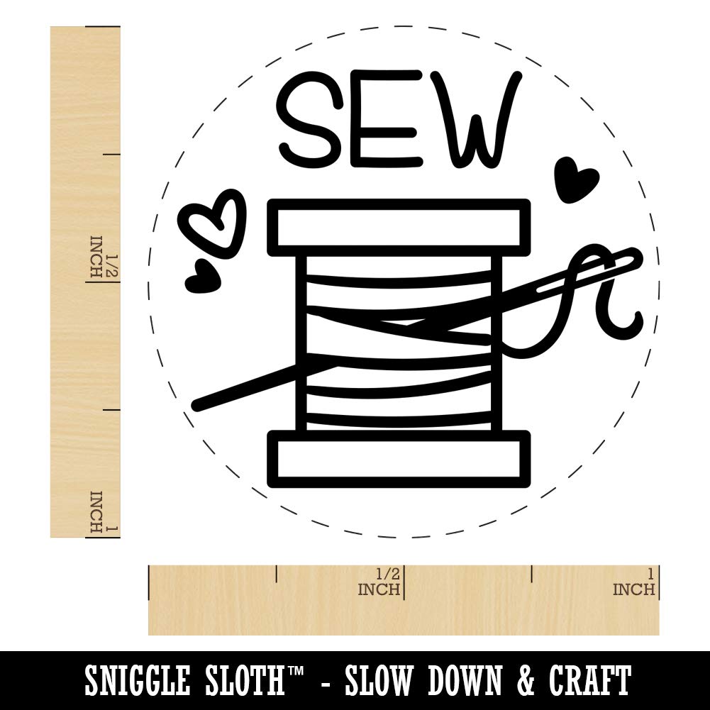 Spool of Thread Sew Sewing Rubber Stamp for Stamping Crafting Planners - 1 Inch Medium