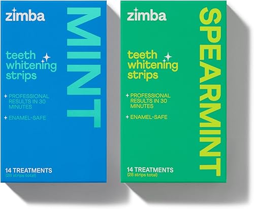 Zimba Tiras blanqueadoras de dientes para dientes sensibles a los dientes, tiras blancas veganas para blanqueamiento de dientes, peróxido de