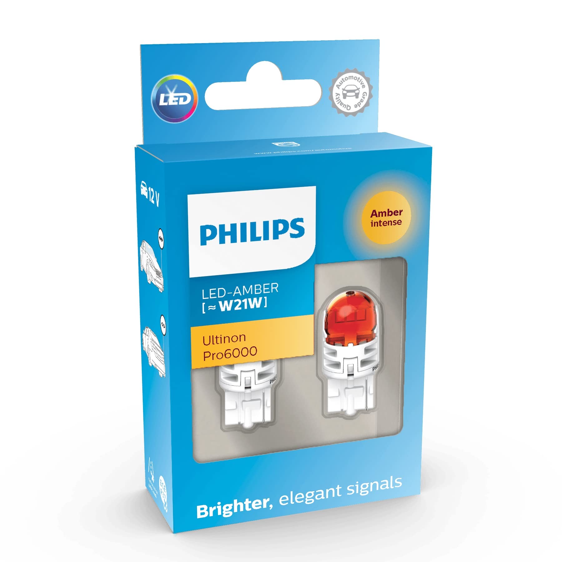 Philips Lampada di segnalazione automobilistica Ultinon Pro6000 LED T10 (W5W), 4.000 K, 11065 AU60, 12V, bianco ambrato, Versione precedente