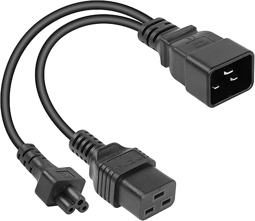 Miniatura 8 de SinLoon Cable de alimentación IEC 320 C20 a C13+C19, adaptador divisor C20 macho a C13+C19 Y Cable de alimentación para computadora, plasma, TV,