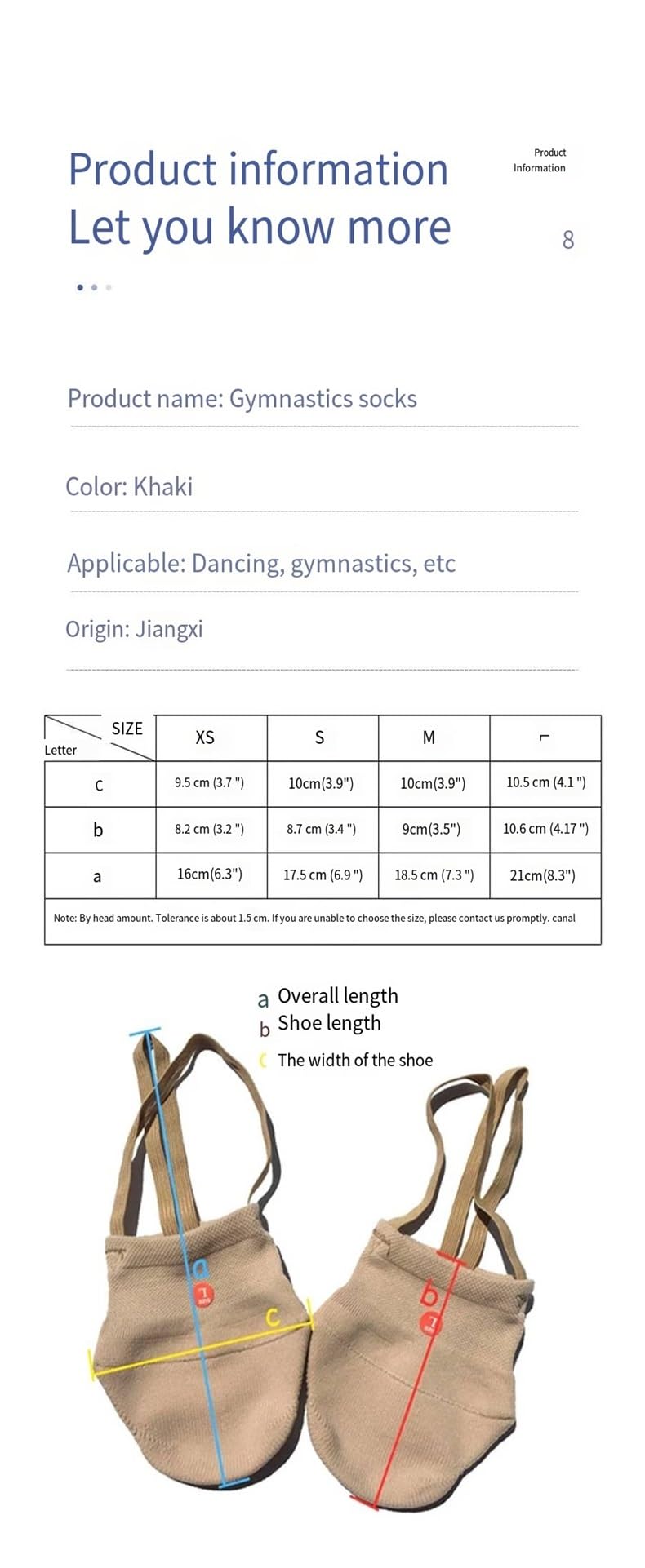 10 Piezas de Zapatos Gimnasia rítmica, Calcetines Suaves Media caña Punto, Suela competición, Baile con protección Piel elástica