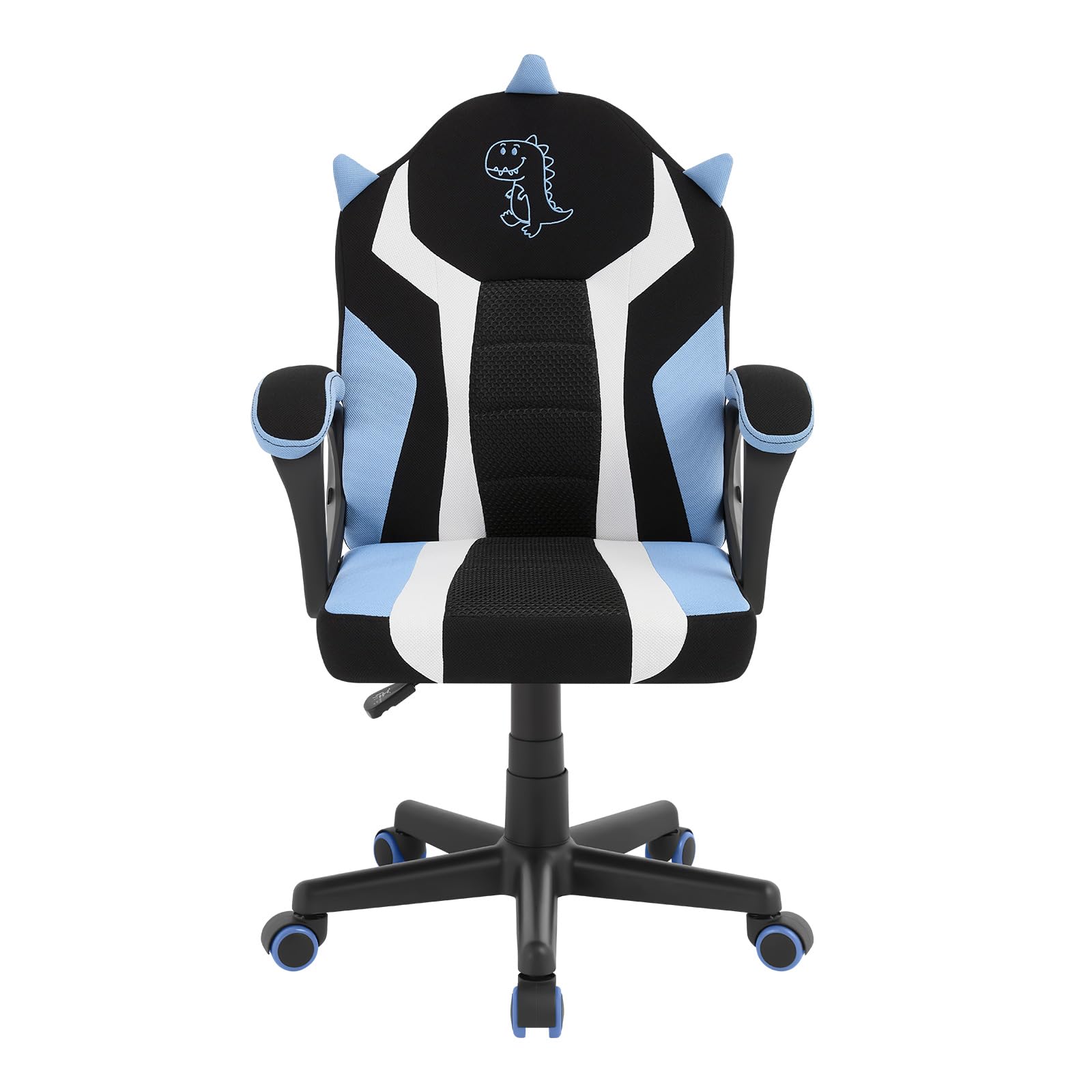 WOLTU Silla Gaming Infantil, Silla Escritorio Ergonómica con Respaldo y Reposabrazos, Sillón de Estudio para Habitación Infantil, con Ruedas Sustituidas, Tela de Malla, Dinosaurio Azul