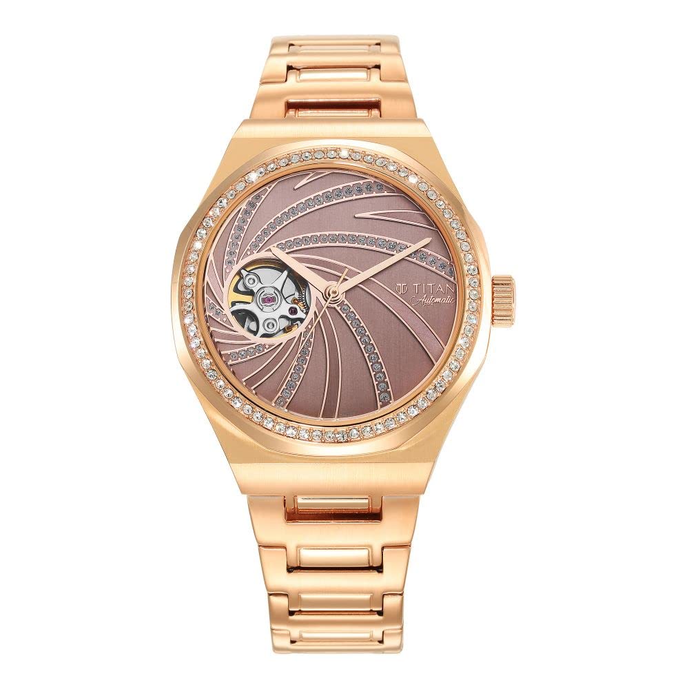 Titan Unending Beauty Automatic Brown Dial Analog Stainless Steel Strap Watch for Women-NS95177WM01 (B0B7B2BSWR) Amazon Price History, Amazon Price Tracker