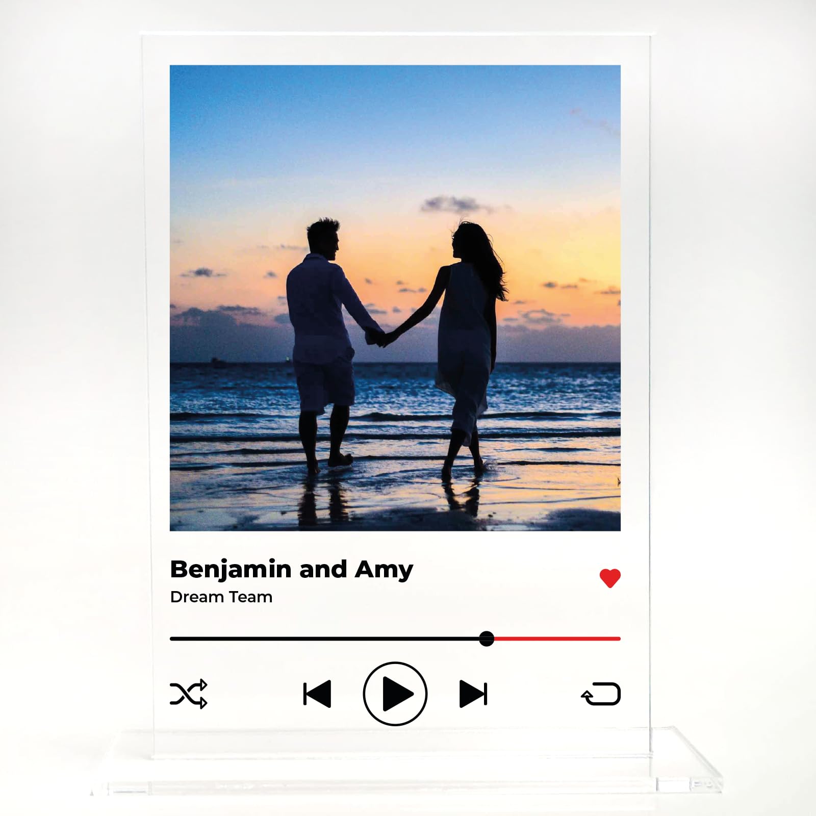 Personalised Spotify Themed Acrylic Plaque With Base - Album cover themed photo, 2 Lines of Custom Text, Ideal for Gifting-14.8x10.5cm