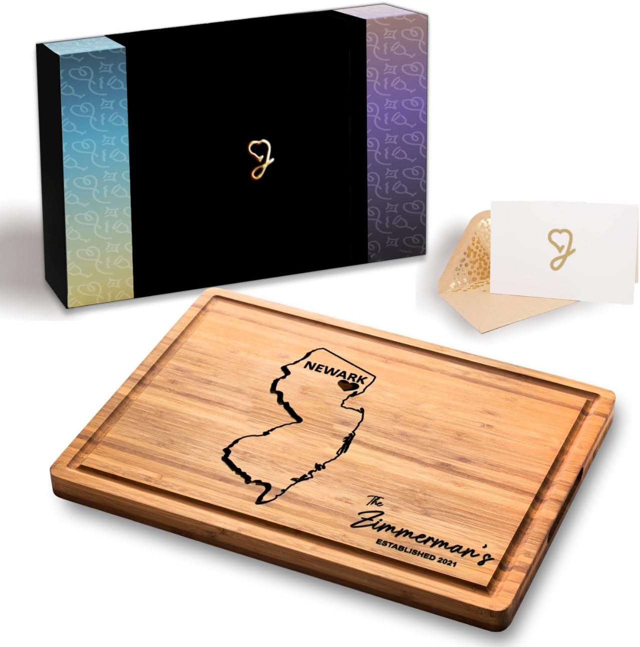 State Shaped Cutting Board - New Jersey Charcuterie Board, NJ Themed Gifts, Housewarming Gifts, Decor for Home, Bamboo State Boards Gifts