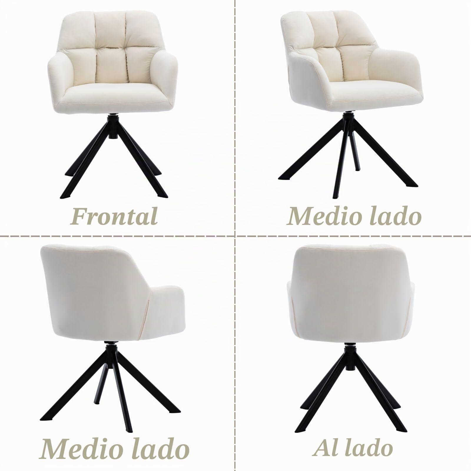 Ya-Home Silla Oficina Silla Escritorio Ergonómico Patas de Metal,Beige
