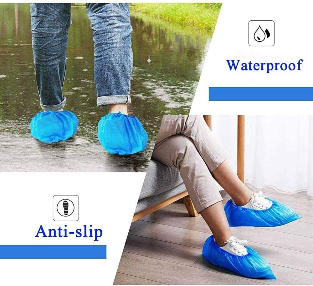 Copriscarpe, copriscarpe usa e getta antiscivolo, 100 pezzi copriscarpe di grandi dimensioni in plastica impermeabile resistente CPE premium copriscarpe copriscarpe usa e getta