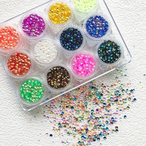 12 Boxes Set 1 2 3 MM Mixes Half Round 3D Bubble Glitter Shift Sequins Glitters for DIY Gel Nail Art Crafts Decoration Accessories PG117