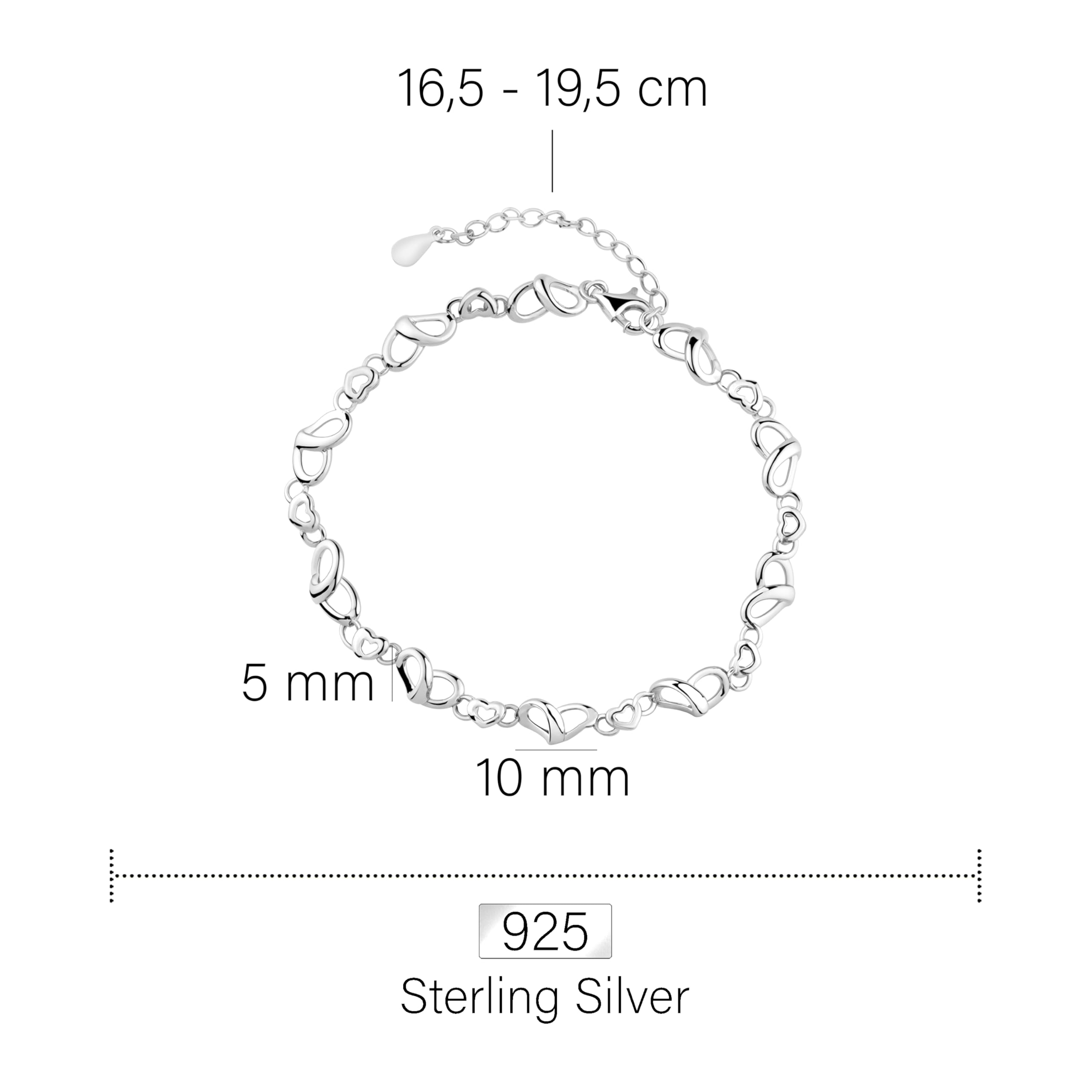 Sofia Milani - Bracciale da Donna in Argento 925 - Ciondolo a Cuore Doppio