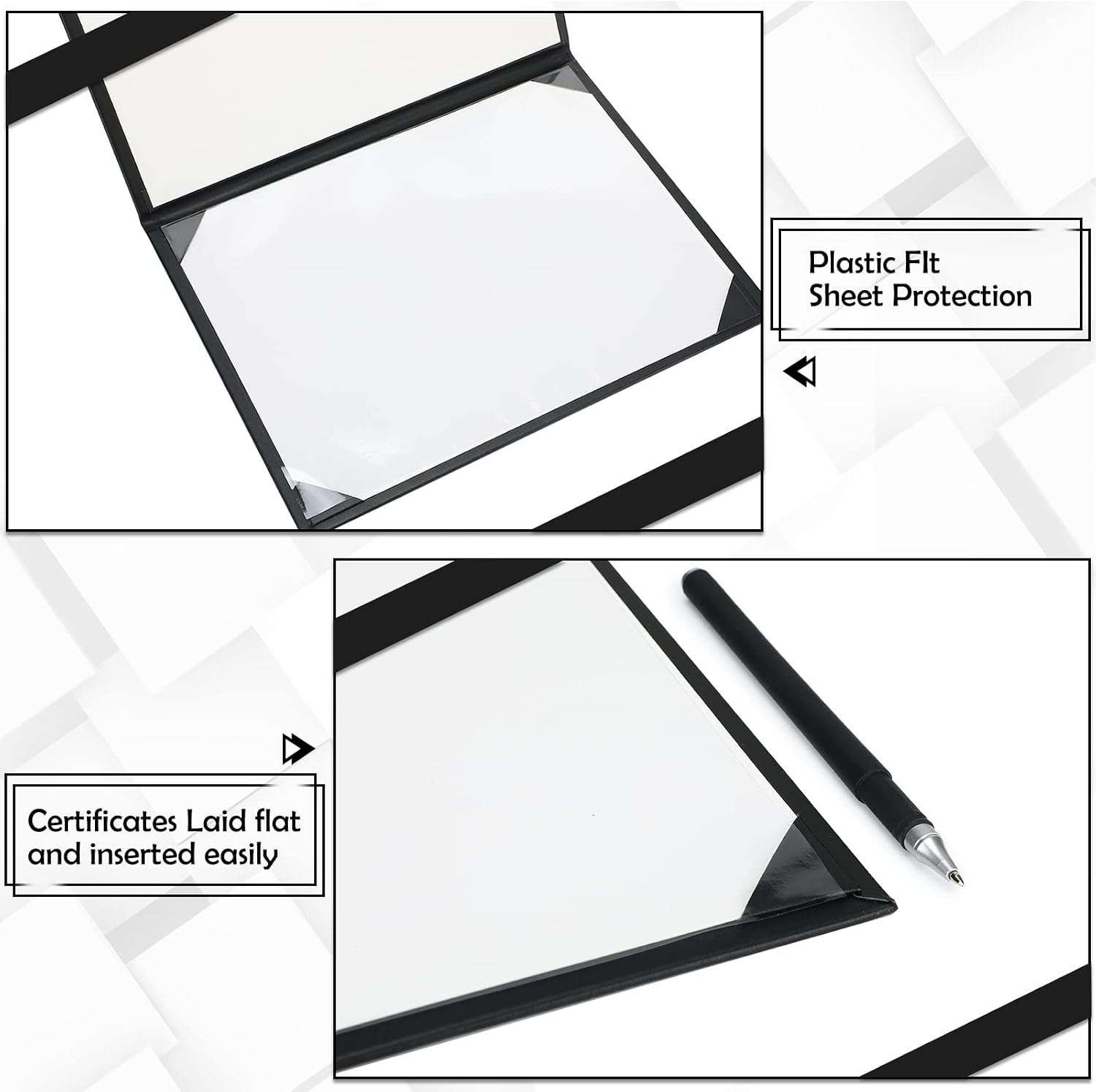 Teling 10 Pcs Graduation Imprinted Diploma Holder 8.5''x 11'' Diploma Cover Graduation Padded Certificate Holder Smooth Leatherette Certificate Cover Letter Size Folder for College School(Black)