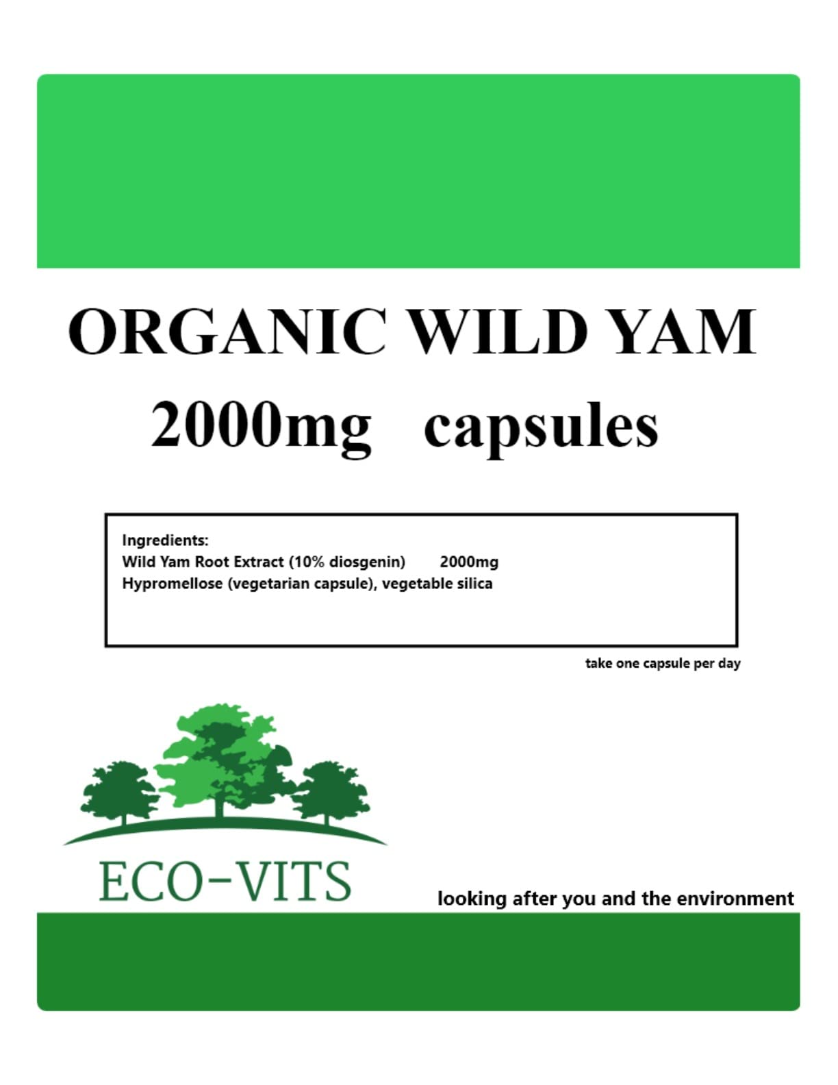 Organic Wild YAM 2000mg 365 Capsules
