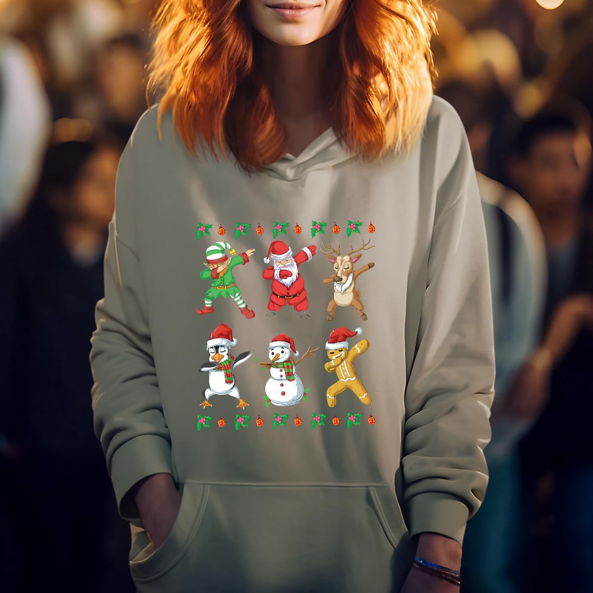 Dabbing - Maglione natalizio con elfo Babbo Natale e alce