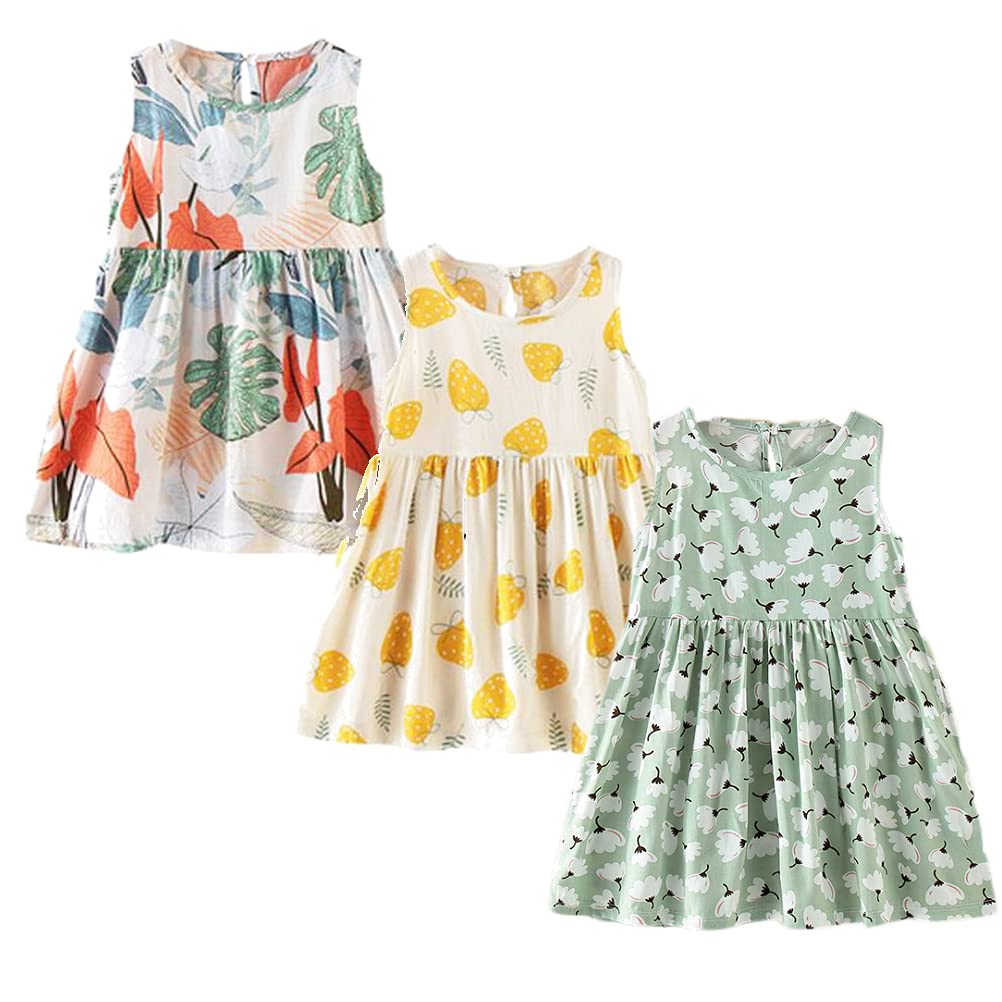 XM-Amigo Vestido de verano para niñas, diseño de flores, sin mangas, para niña, 6 meses y 10 años